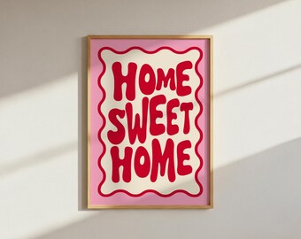 Home Sweet Home Print: Wavy Bubble Letter Art (Digital Download A4 PNG File)