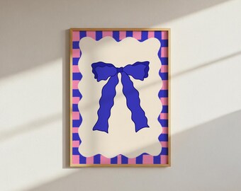 Funky Wavy Bow Print Pink Dopamine Decor (Digital Download A4 PNG File)