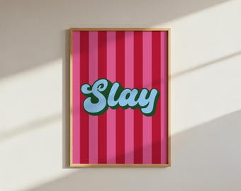 Funky Striped Bow Drawing: Retro Slogan Wall Art (Digital Download A4 PNG File)