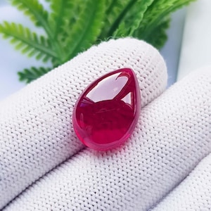 Päron 15CT med gratis gåva blodröd rubin lös sten tillverkning för hänge 13x18x6mm