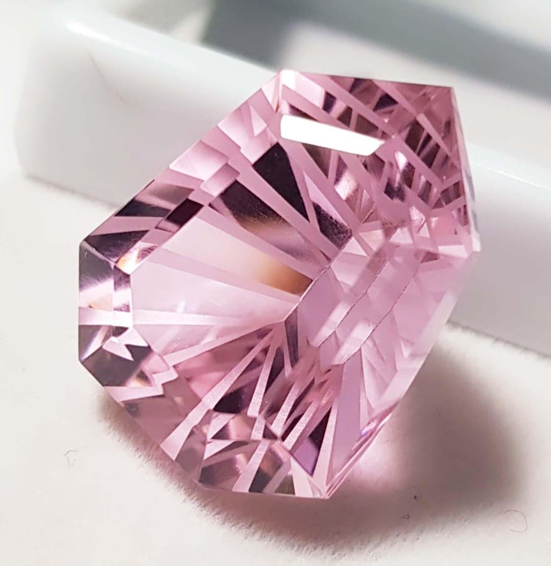 Precision Cut Pink Topaz Fantasy Gemstone - 16x21x14mm Unique Sunburst ...