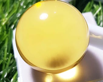 Yellow Lemon Smelt Stone Ball, Polished Healing Gift (27x27x27mm)