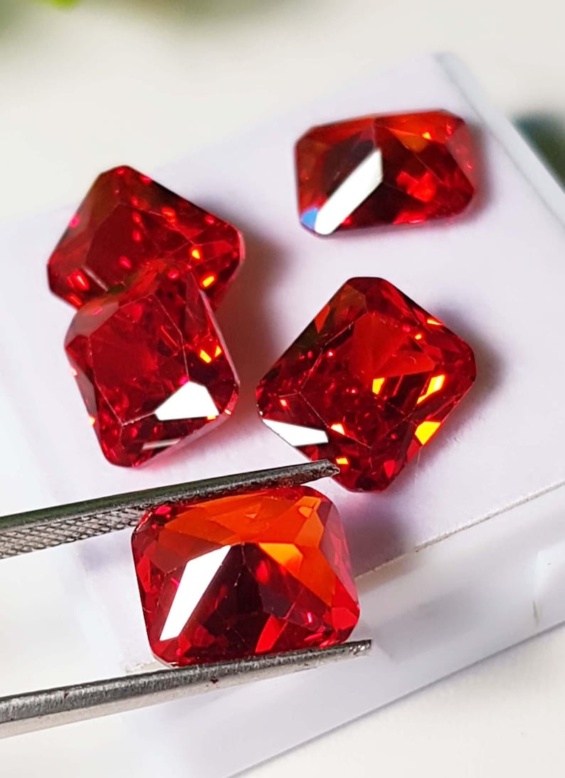 Red Zircon Gemstone, Octagon Cut, Brazil Zircon, 5 Pieces (10x12x5.50mm ...
