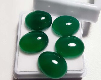 Cuentas ovaladas de ónix verde, cabujones de piedras preciosas AAA (5 piezas, 9 x 12 x 5 mm)