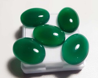 Cuentas ovaladas de ónix verde natural, piedra preciosa lisa (5 unidades, 11 x 15 x 5 mm)