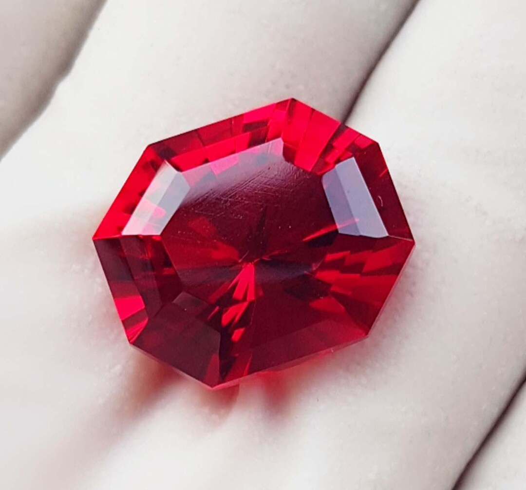 Famous Blood Red Ruby Blood-red Ruby: 17CT Lab-created Emerald Cut Loose Stone - Etsy