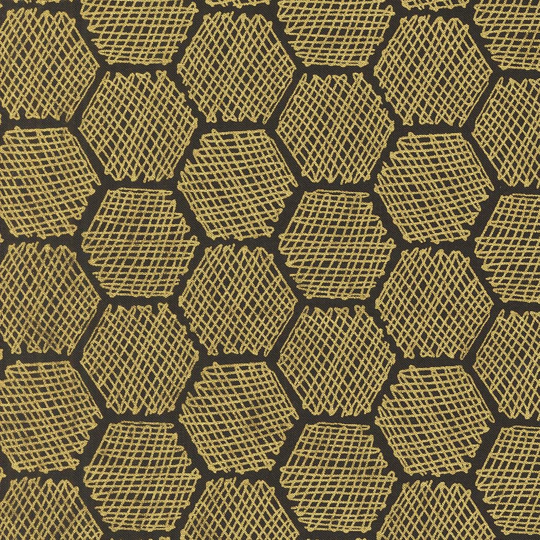 Bee Garden Metallic Black 48416-21M by Gingiber for Moda