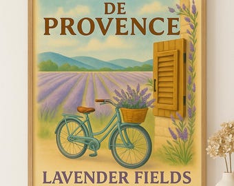 メゾン・ド・プロヴァンス ラベンダー ポスター | フレンチカントリー ウォールアート | ヴィンテージ ボタニカル プリント | デジタル ダウンロード