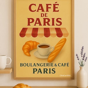 Café de Paris Vintage Poster: French Bakery Kitchen Art (Digital Download)