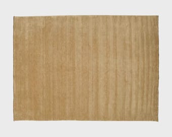 Beige Handgewebter Wollteppich Minimalistischer Festflächenteppich | Flachgewebe Teppich für Wohnzimmer Schlafzimmer Dekor