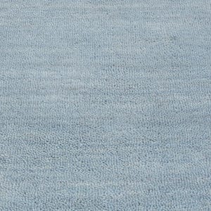 Handmade Light Blue Wool Area Rug: Round Eco-friendly Carpet - Etsy