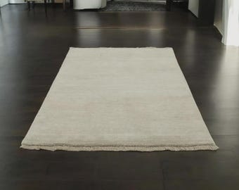 Tapete de lã neutro tecido à mão | Tapete minimalista liso | Tapete moderno de trama plana para decoração de sala de estar e quarto