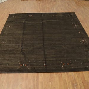 Gabbeh Hand-Knotted Wool Rug – Brown Earth Tone Loribaft Carpet with Tribal Motifs | Persian Nomadic Minimalist Style | Customizable Size