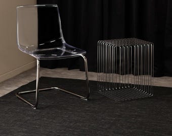Handmade Black Wool Area Rug: Eco-Friendly, Non-Slip