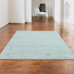 Handloom Loribaft Gabbeh Rug – Blue Wool High Pile Rug | Handwoven & Hand-Knotted Traditional Tribal Weave | Bohemian Style Area Carpet