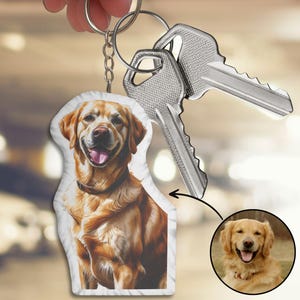 Custom Pet Portrait Keychain: Personalized Cat/Dog Photo Memorial Gift