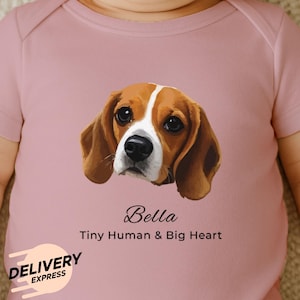 Custom Pet Portrait Baby Bodysuit: Personalized Dog Cat Photo Outfit