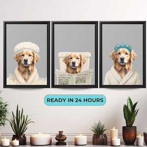 Custom Pet in Bathtub Portrait: Funny Bathroom Wall Art (Digital File or Canvas Print