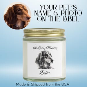 Custom Pet Memorial Candle, Pet Loss Gift, Dog or Cat Remembrance Candle, Personalized Pet Tribute, Photo Candle, In Loving Memory