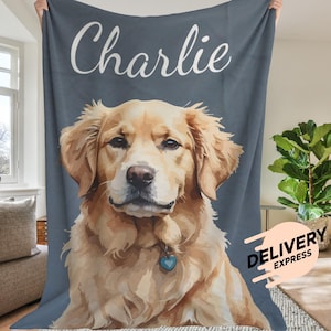 Custom Pet Portrait Blanket: Personalized Dog & Cat Photo Throw