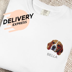 Custom Pet Portrait T-Shirt: Embroidered Dog & Cat Shirt for Pet Lovers
