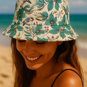 Floral Bucket Hat for Summer Adventures, Beachwear, Garden Parties, Travel Accessory, Stylish Sun Protection