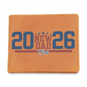 Cartera de cuero Graphic New Dad Club 2026: el regalo perfecto para los futuros papás.