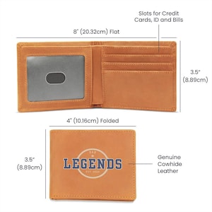 Cartera de cuero con diseño gráfico Dad Legends (est. 2026)