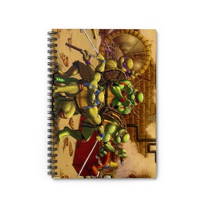 Ninja Turtles Spiraling Creativity Notebook, Cartoon Sketchbook, Gift for Kids, School Supplies, Birthday Present, Writing Journal