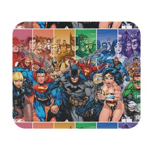 Rectangle Mouse Pad - Heroes Design, Superhero Gaming Mat, Office Desk Decor, Gift for Comic Book Fans, Comic Con Merchandise