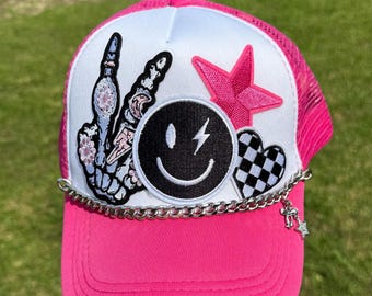 VTG True Religion Horseshoe Distressed Pink Plaid Trucker  display picture 1