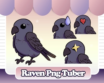 PNGTuber Crow / Raven / Animal PNG V Tuber - Reactive Discord Image Premade *Free Alerts