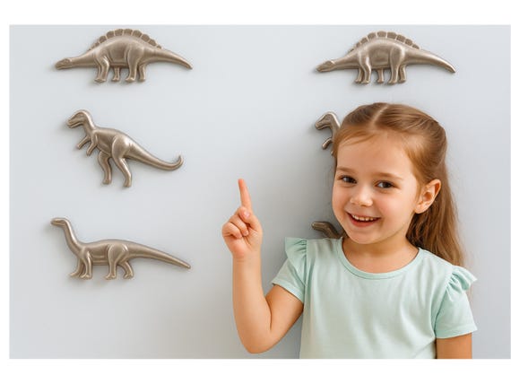 Silver Dinosaur Stud Earrings Set: T-Rex, Stegosa… - image 9