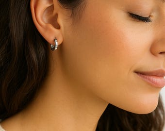 Minimalist Huggie Hoop Set | Gold, Silver, Black Earrings Set of 3
