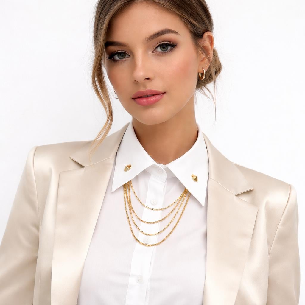 gold chain with dress shirt Men's Gold Chains Print Button Down Long Sleeve Silk Shirt Gold / XS main image 1