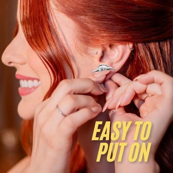 Silver Dinosaur Stud Earrings Set: T-Rex, Stegosa… - image 6