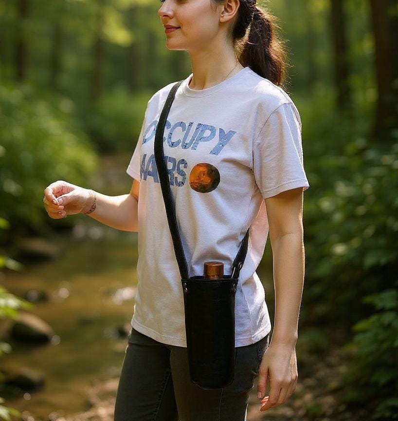 Leather Water Bottle Holder with Strap: Personalized Reusable Carrier