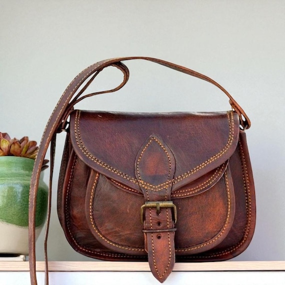Leather Crossbody Bag | Handmade Saddle Bag for Women | Boho Shoulder Purse | Rustic Small Leather Satchel