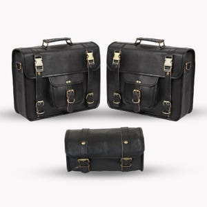 Ensemble de 2 sacoches latérales en cuir pour sacoches cavalières moto en cuir pour Harley, Indien