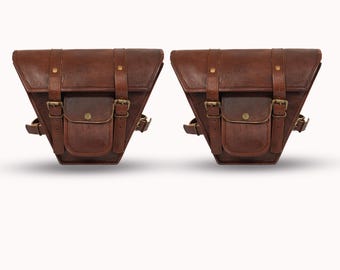 CAFE RACER Motorcykel Sadelväska Sidoväskor Bagageväska Äkta Läder