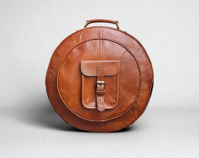 Handmade Leather Cymbal Bag: Vintage Style Drummer Case