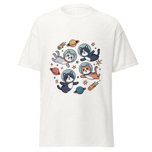 Weltraum Katze T-Shirt | Niedliches Astronauten Katzen Shirt | Niedliches Galaxy T-Shirt | Kosmische Katzen-Liebhaber-Geschenk