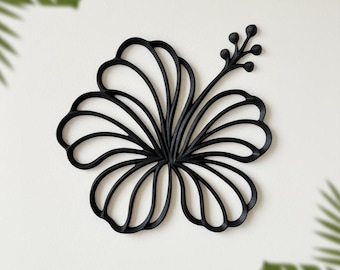 Hibiscus Wall Art | Tropical Flower Inspired Modern Coastal Decor