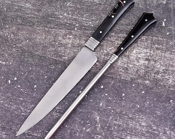 Set tradizionale medievale di coltello e spiedino – Coltello in acciaio con punteruolo
