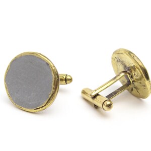 Matte Grey and Bronze Cuff Links Mens Cufflinks, Accessories, Jewelry, Suit and Ties image 1