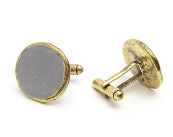 Matte Grey and Bronze Cuff Links Mens Cufflinks, Accessories, Jewelry, Suit and Ties