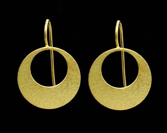 18k Yellow Gold Vermeil Circle Hook Earrings on Hook Wires