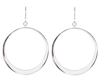 Large Sterling Silver Vintage Dangle Hoops