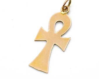 14K ソリッド ホワイト イエロー ゴールド テクスチャード エジプト