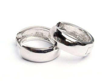 Pendiente de aro de plata de ley, pendientes minimalistas, pendientes de aro pequeños de plata de ley 925, aros, 12-14 mm 1/2" de diámetro